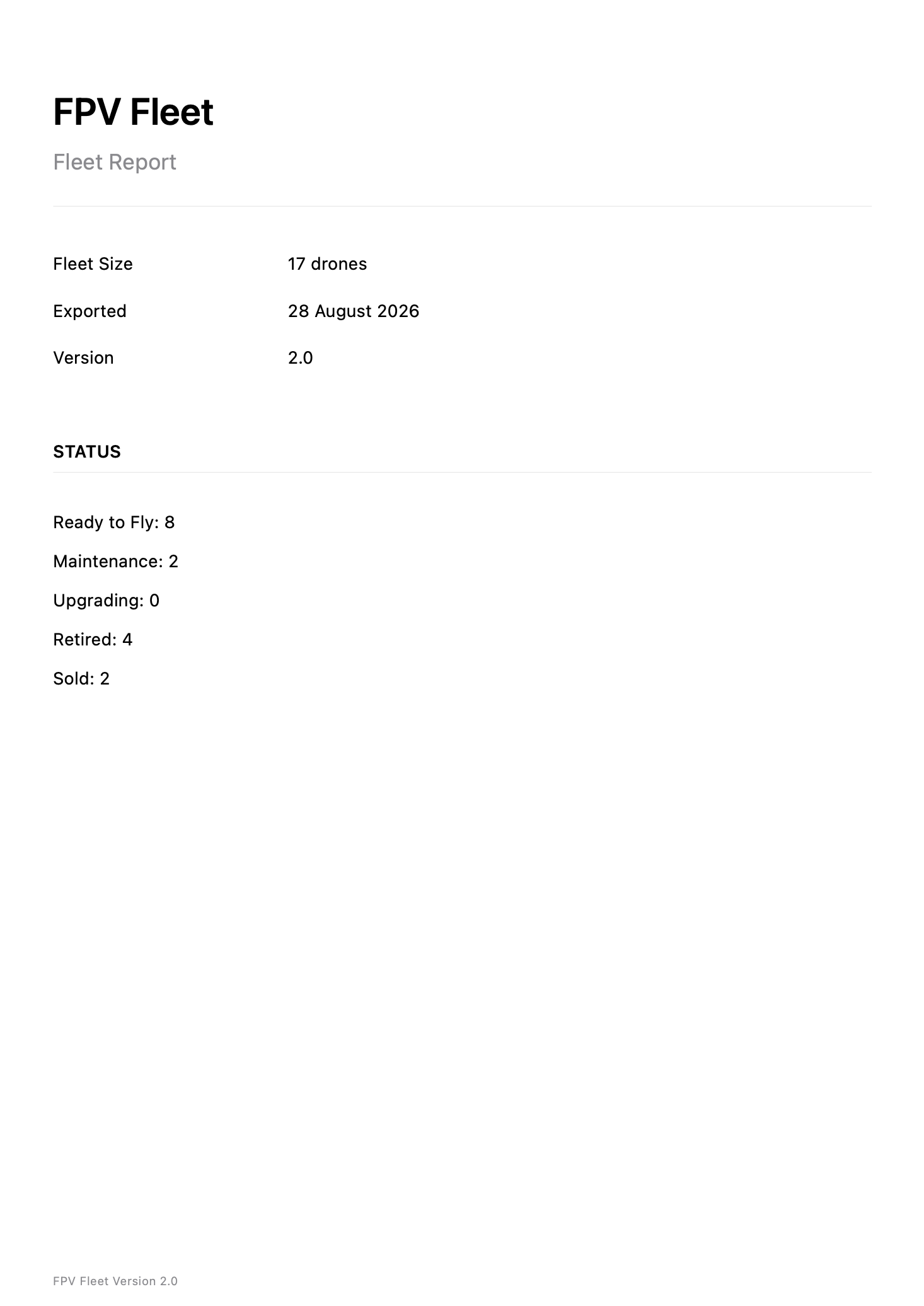 Example FPV Fleet fleet PDF report